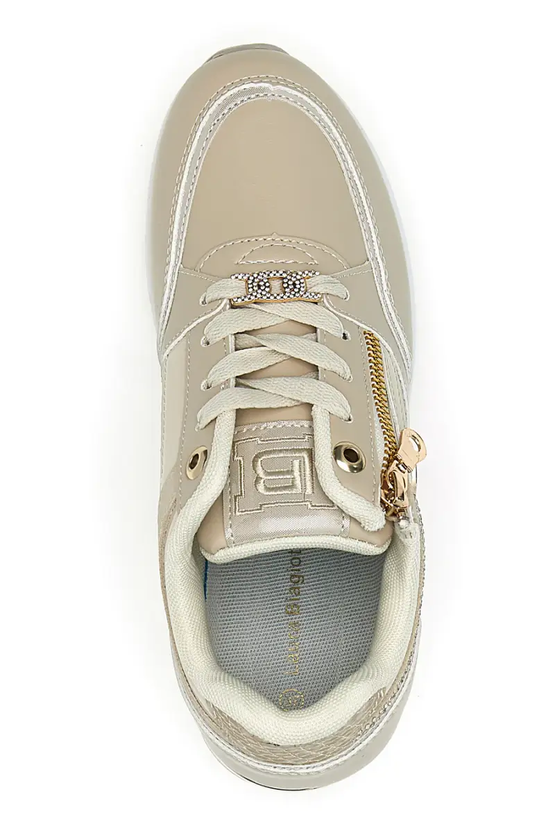 Sneakers beige con zeppa e dettagli oro Laura biagiotti 9250 [BEIGE] miniatura 3
