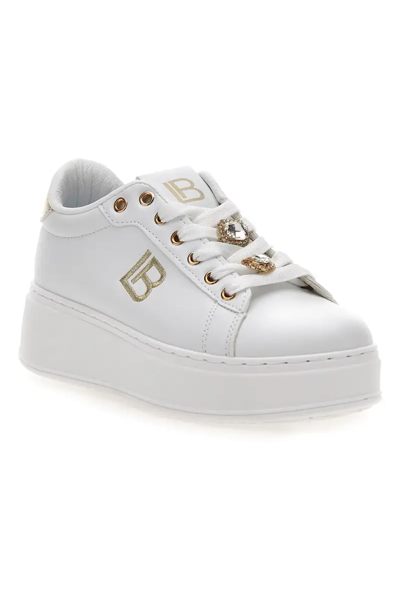 Sneakers bianche con charm gioiello e fondo alto Laura Biagiotti 9622M [BIANCO] miniatura 2
