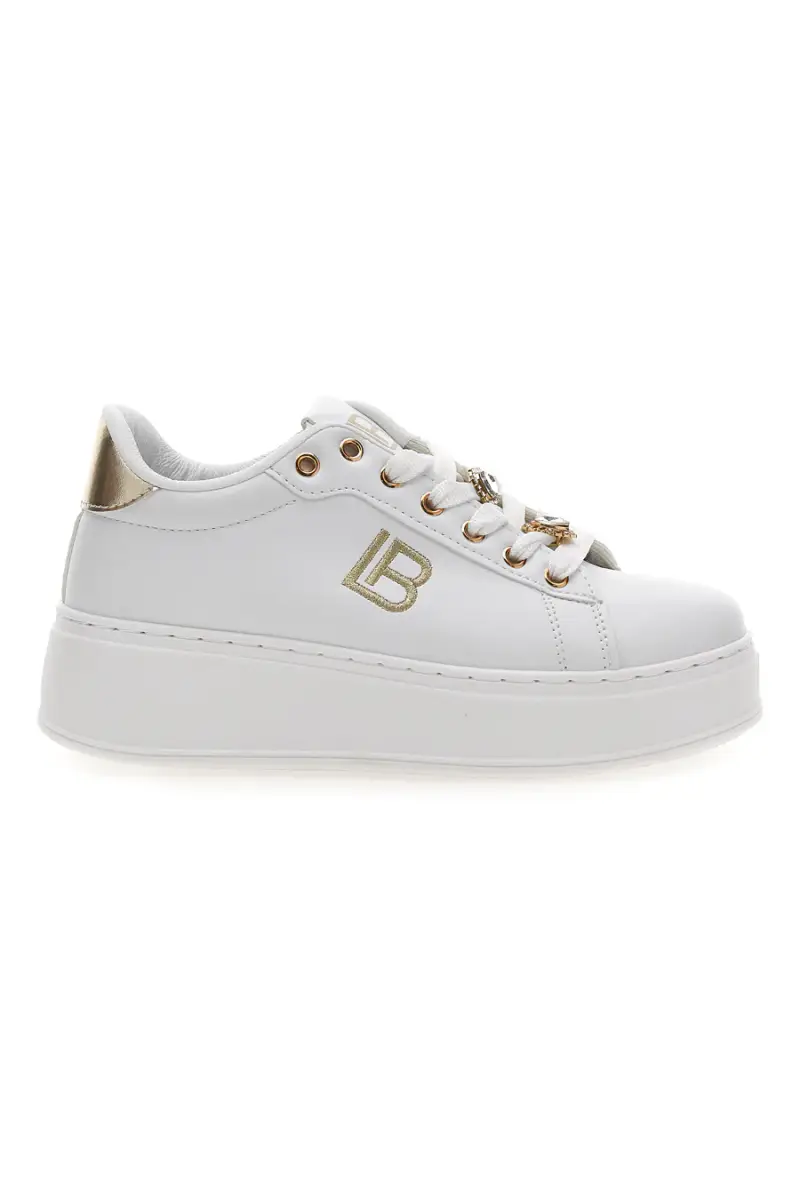 Sneakers bianche con charm gioiello e fondo alto Laura Biagiotti 9622M [BIANCO]