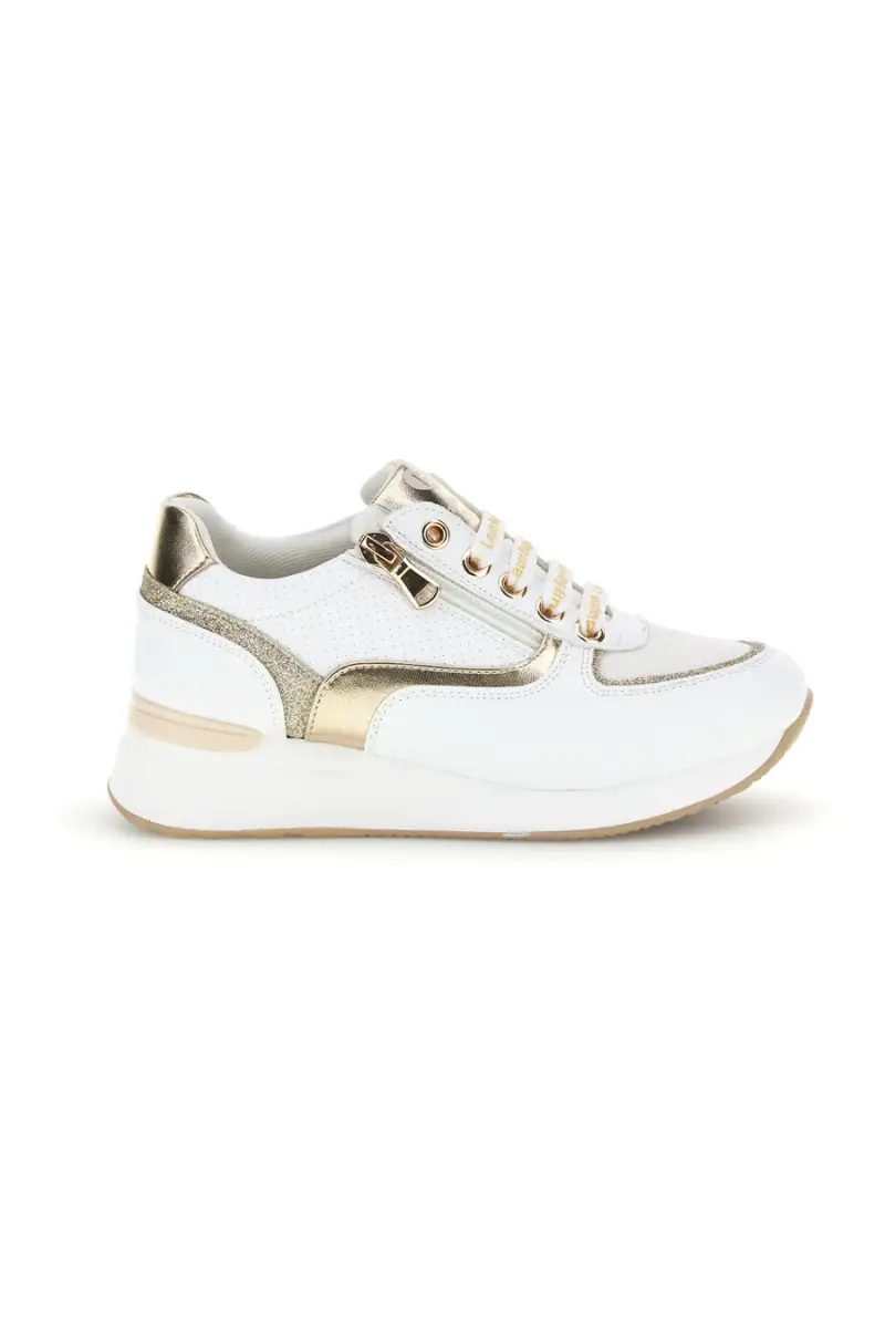 Sneakers bianche con dettagli dorati platform Laura Biagiotti 8481C9758 [BIANCO