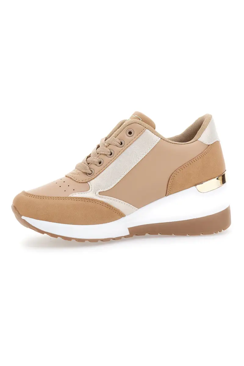 Sneakers Biege Con Zeppa LAURA BIAGIOTTI 8722 [CAMEL] miniatura 4