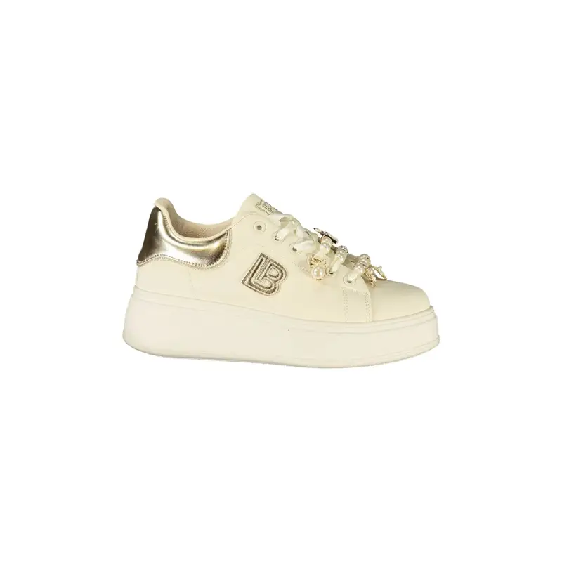 Sneakers Donna Beige con Lacci e Plateau 4 cm