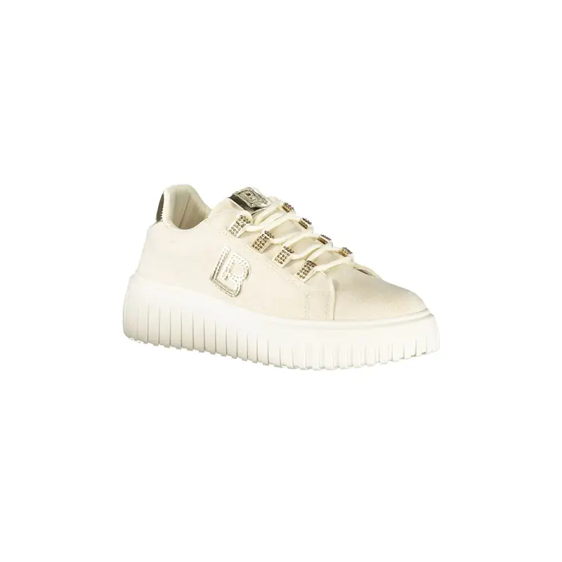 Sneakers Donna Beige con Lacci e Plateau 4 cm miniatura 2
