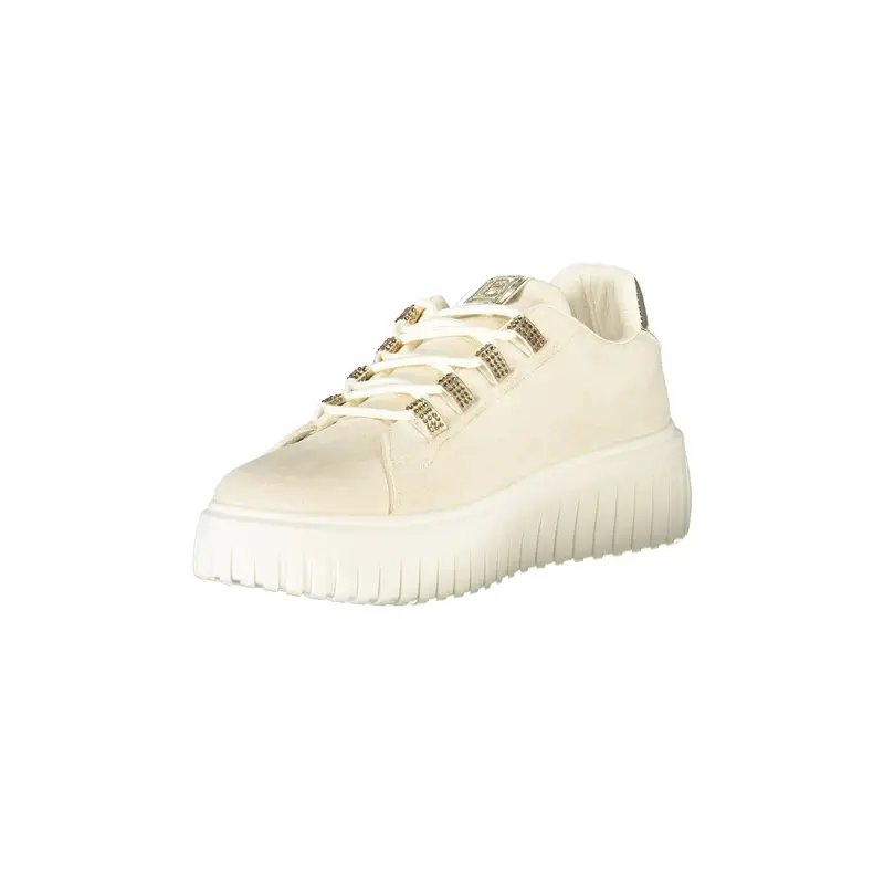 Sneakers Donna Beige con Lacci e Plateau 4 cm miniatura 3
