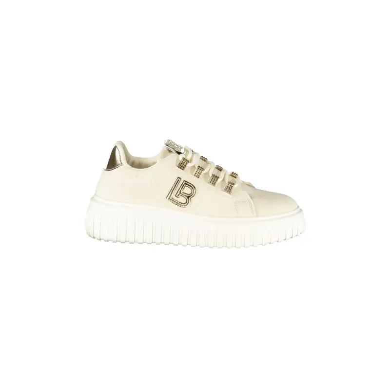 Sneakers Donna Beige con Lacci e Plateau 4 cm
