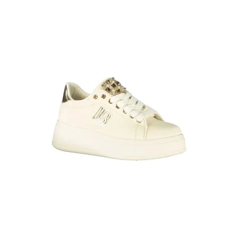 Sneakers Donna Beige con Lacci e Plateau 5 cm miniatura 2
