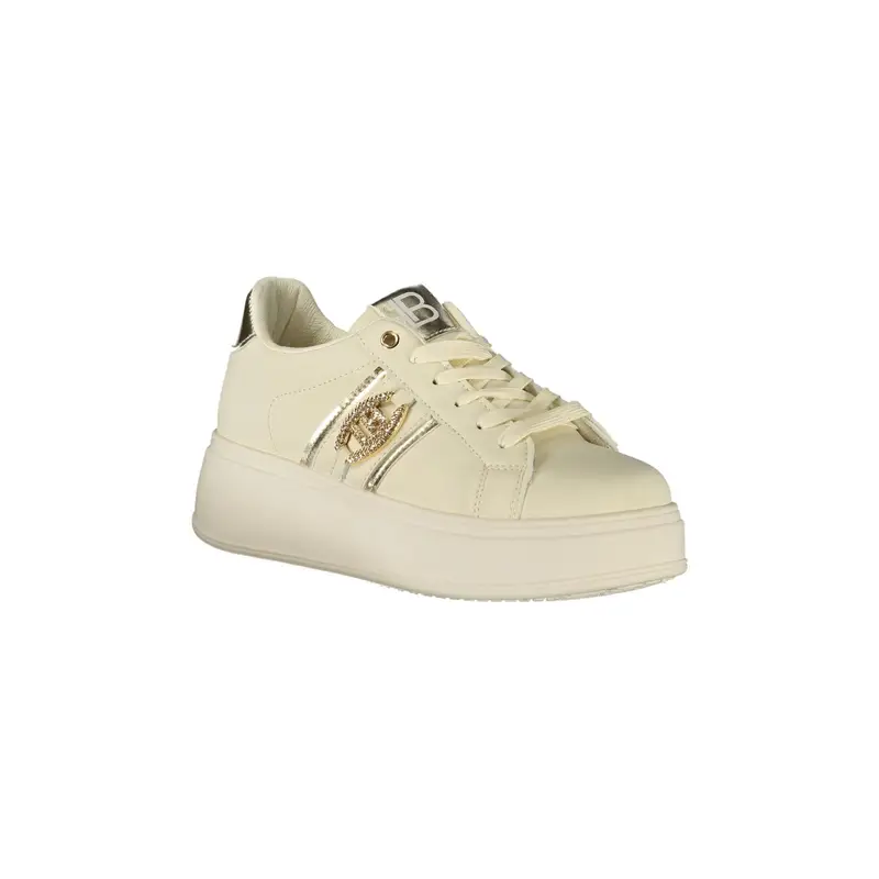 Sneakers Donna Beige con Lacci e Plateau 5 cm miniatura 2