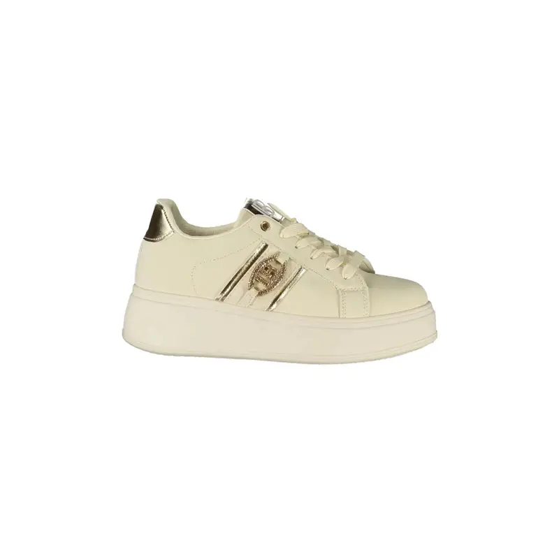 Sneakers Donna Beige con Lacci e Plateau 5 cm