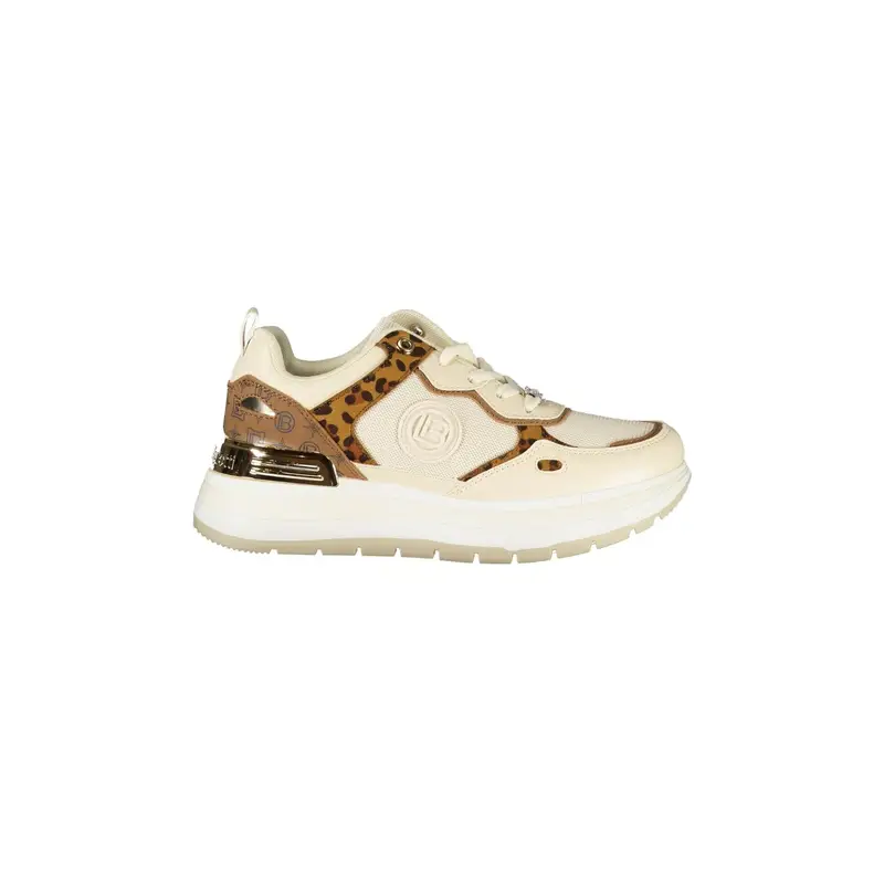 Sneakers Donna Beige con Lacci e Plateau 5 cm