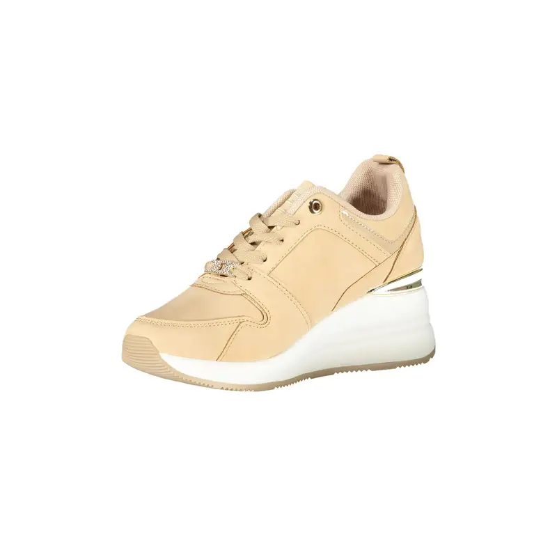 Sneakers Donna Beige con Lacci e Plateau 6 cm miniatura 3