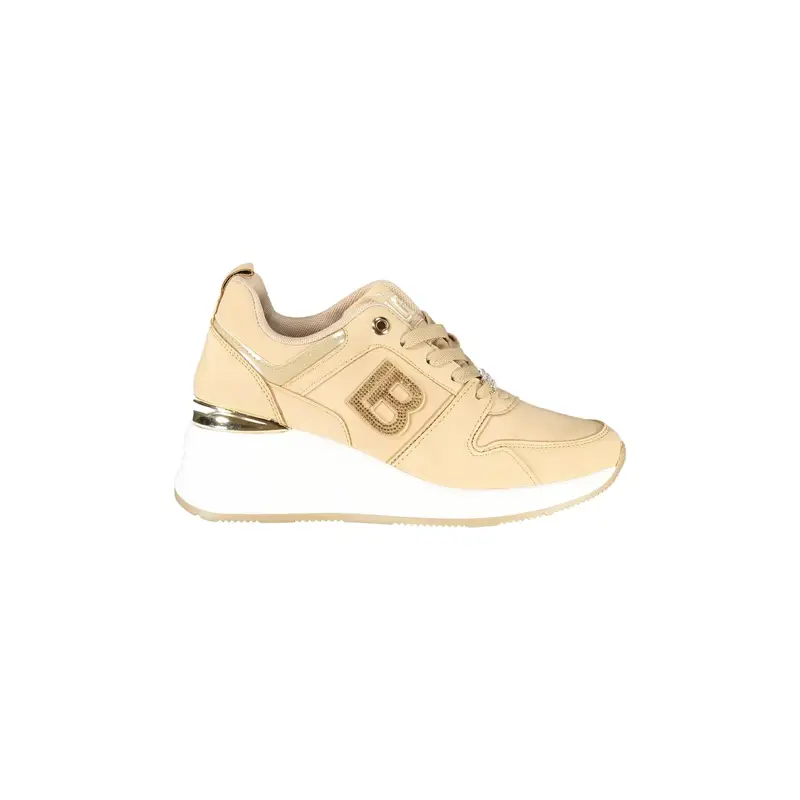 Sneakers Donna Beige con Lacci e Plateau 6 cm