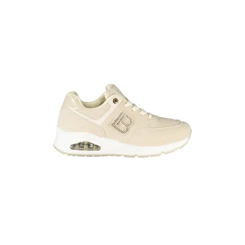 Sneakers Donna Beige con Lacci e Strass