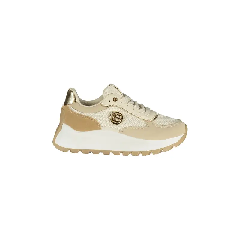 Sneakers Donna Beige Dettagli a Contrasto in Oro