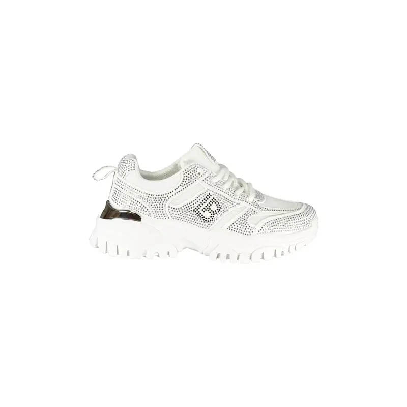 Sneakers Donna Bianche con Lacci e Strass Bianco