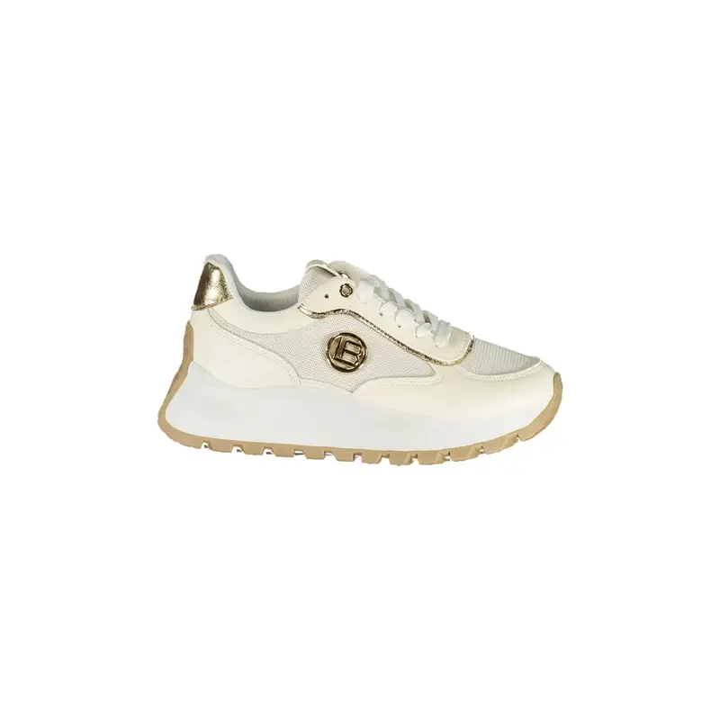 Sneakers Donna Bianche Dettagli a Contrasto in Oro Bianco