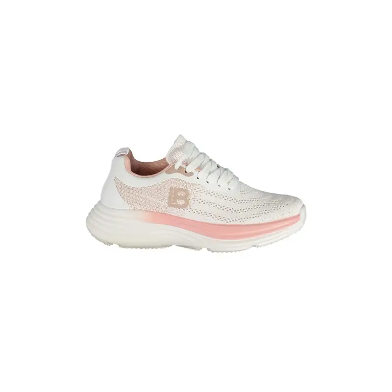 Sneakers Donna Bianche Dettagli a Contrasto in Rosa Bianco
