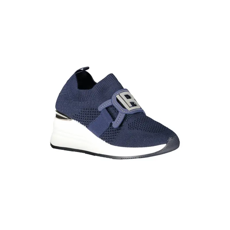 Sneakers Donna Blu Elastiche con Plateau 6 cm miniatura 2