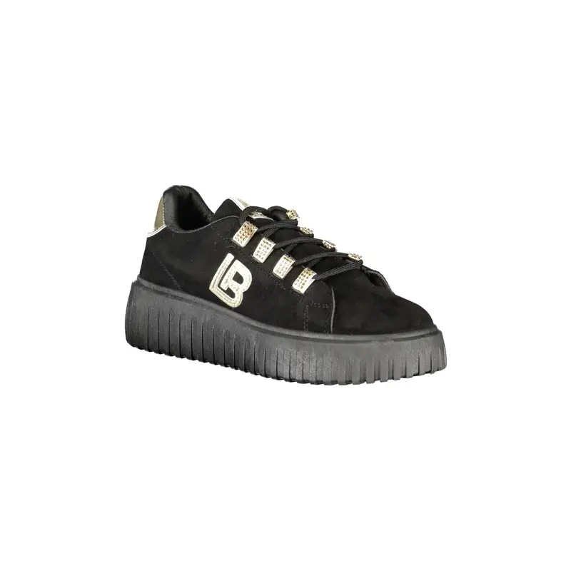 Sneakers Donna Nere con Lacci e Plateau 4 cm Nero miniatura 2