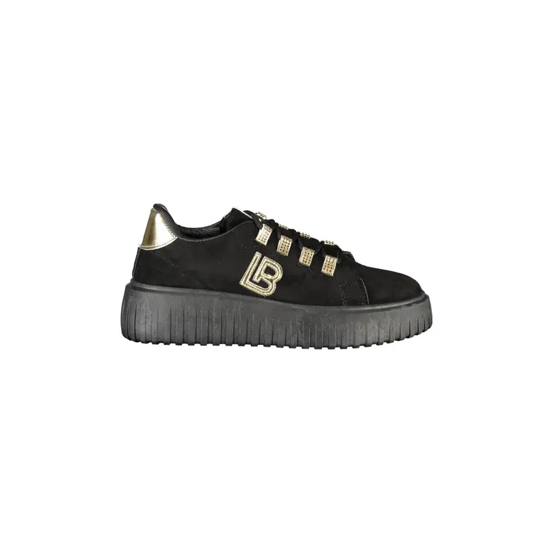 Sneakers Donna Nere con Lacci e Plateau 4 cm Nero