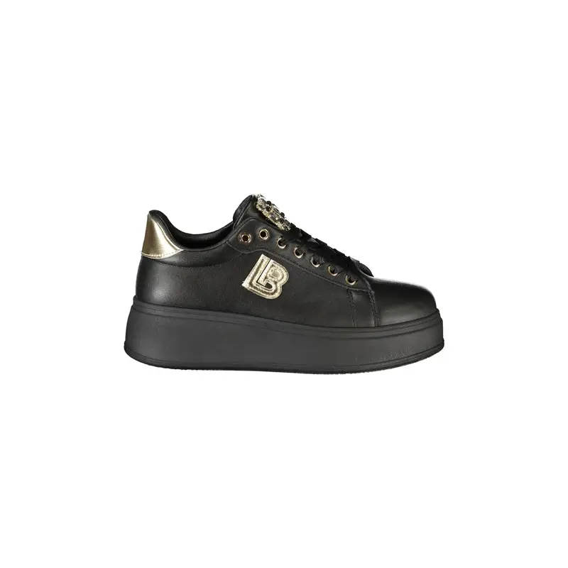 Sneakers Donna Nere con Lacci e Plateau 5 cm Nero