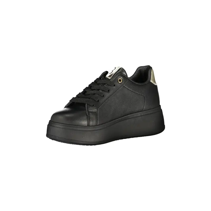 Sneakers Donna Nere con Lacci e Plateau 5 cm Nero miniatura 3