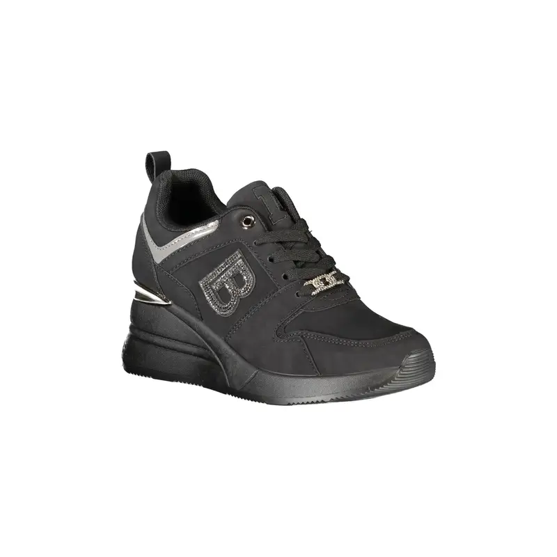 Sneakers Donna Nere con Lacci e Plateau 6 cm Nero miniatura 2