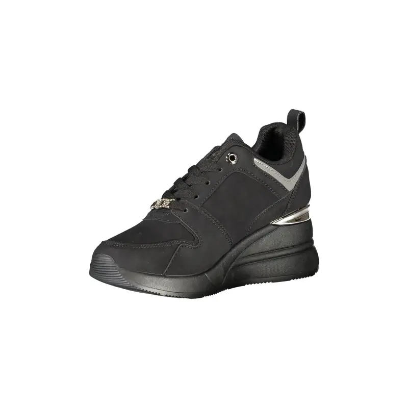 Sneakers Donna Nere con Lacci e Plateau 6 cm Nero miniatura 3