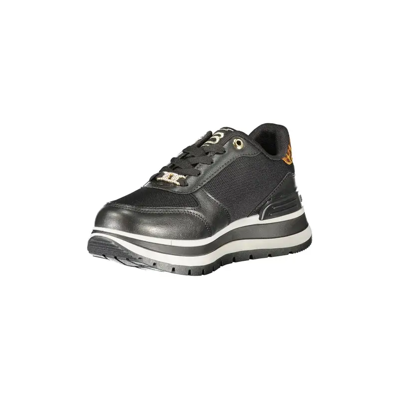 Sneakers Donna Nere con Lacci e Stampa Logo Nero miniatura 3