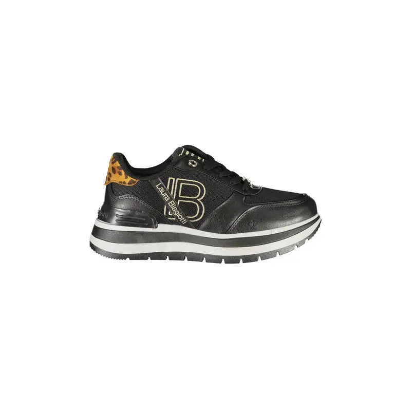 Sneakers Donna Nere con Lacci e Stampa Logo Nero