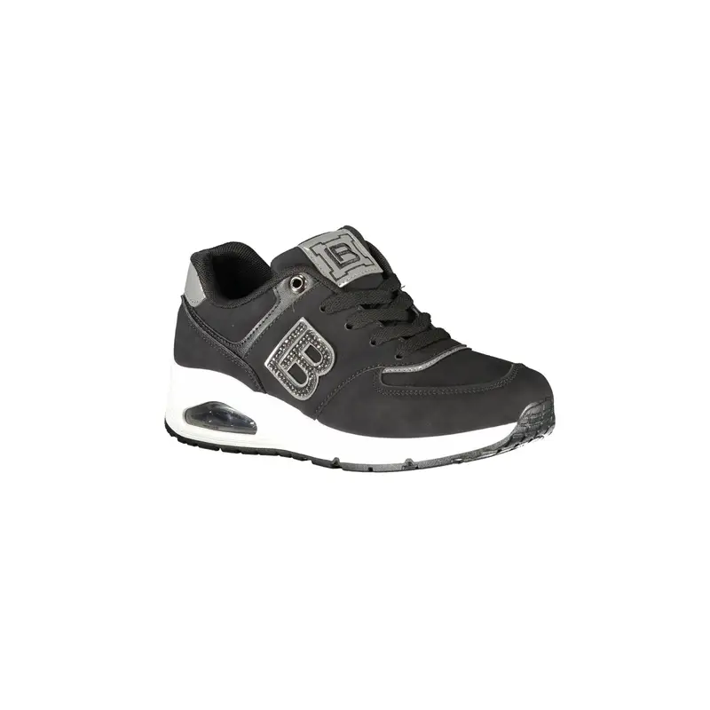 Sneakers Donna Nere con Lacci e Strass Nero miniatura 2