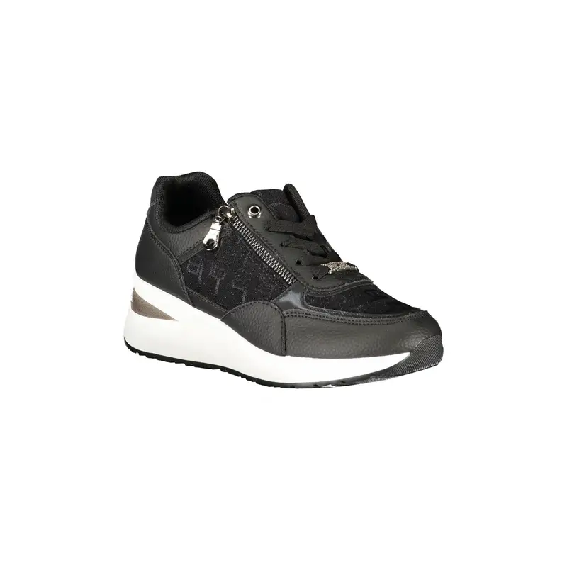 Sneakers Donna Nere con Lacci e Zip Laterale Nero miniatura 2