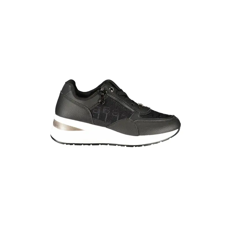 Sneakers Donna Nere con Lacci e Zip Laterale Nero