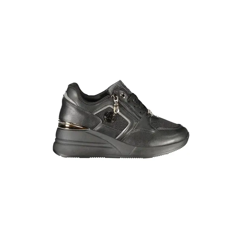 Sneakers Donna Nere con Lacci e Zip Laterale Nero