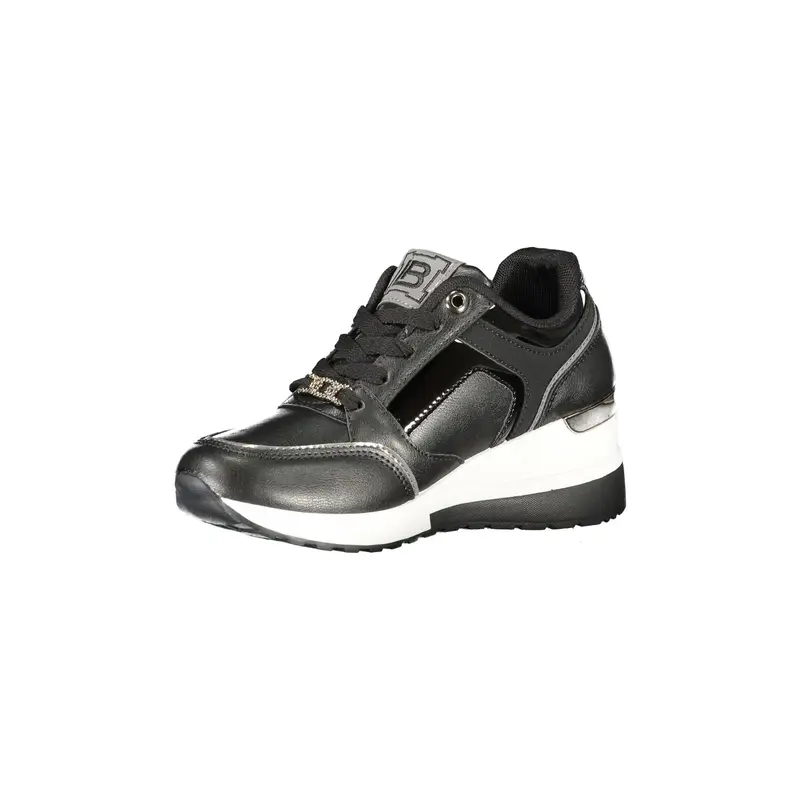 Sneakers Donna Nere con Lacci, Zip e Plateau 5 cm Nero miniatura 3
