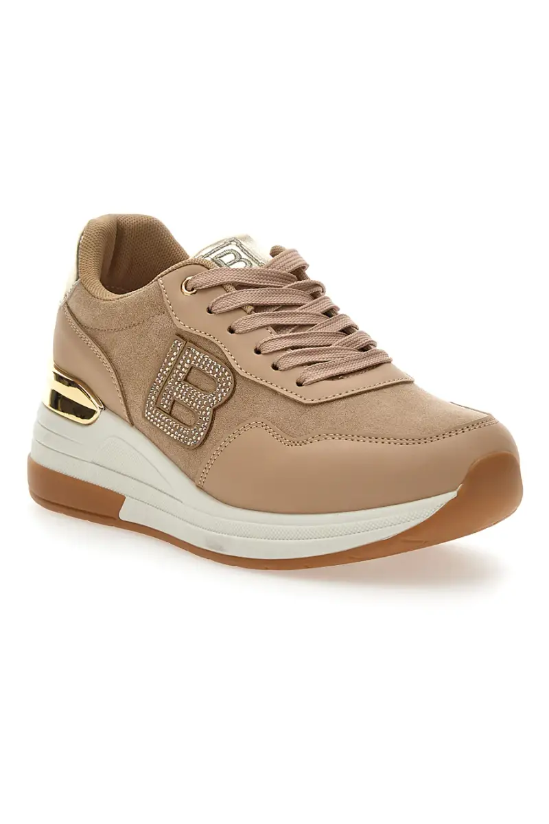 Sneakers Flatform Beige con Dettagli Dorati Laura Biagiotti 8923 [TAN] miniatura 2
