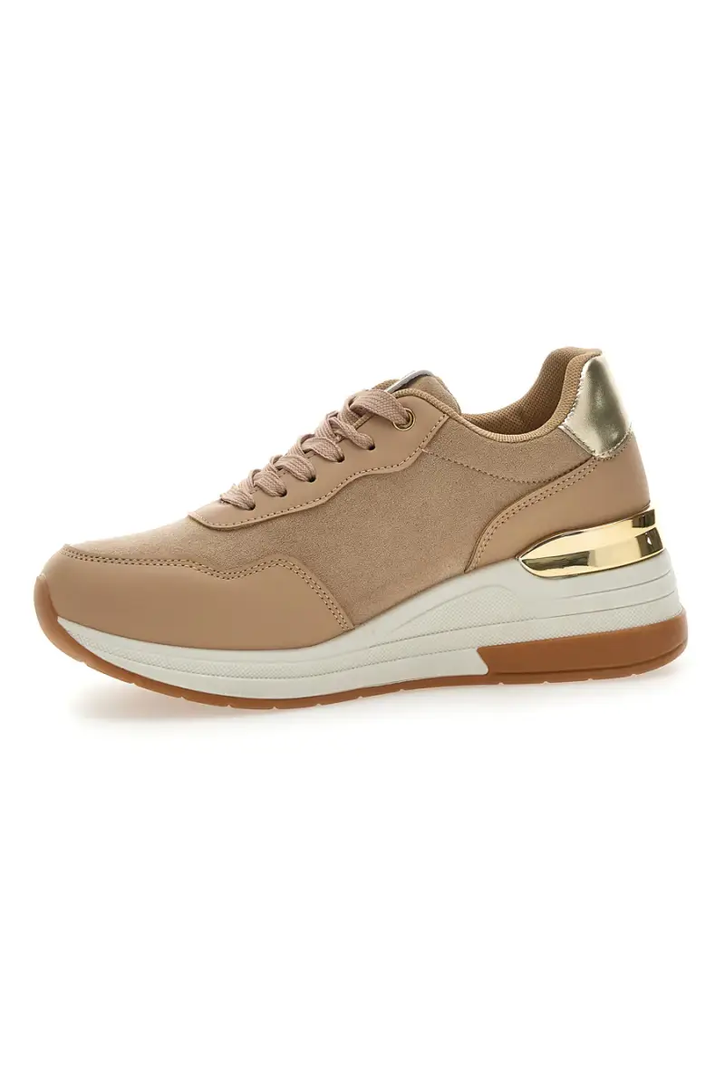 Sneakers Flatform Beige con Dettagli Dorati Laura Biagiotti 8923 [TAN] miniatura 4