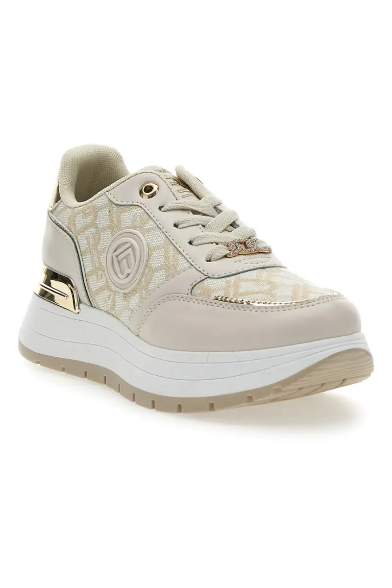Sneakers Flatform Beige con Logo e Dettagli Dorati Laura Biagiotti 8917 [IVORY] miniatura 2