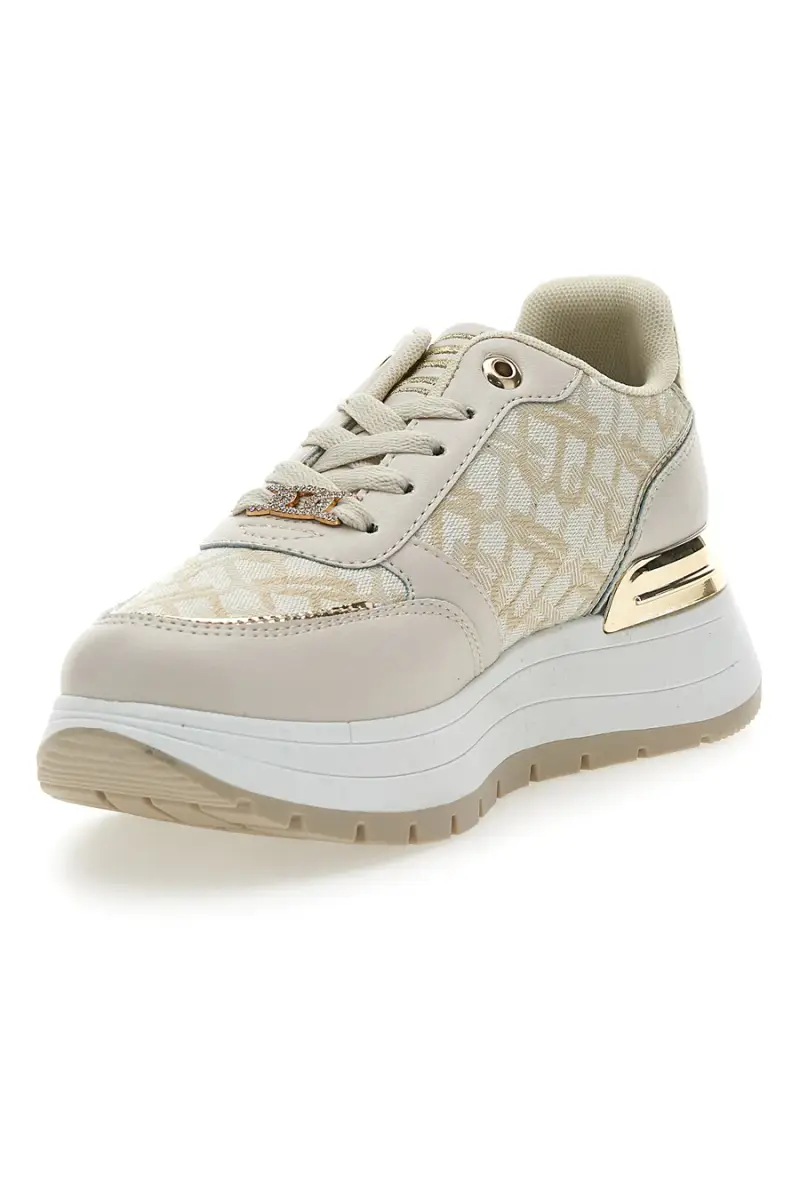 Sneakers Flatform Beige con Logo e Dettagli Dorati Laura Biagiotti 8917 [IVORY] miniatura 3