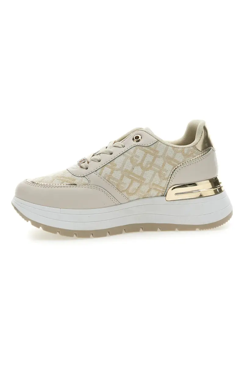 Sneakers Flatform Beige con Logo e Dettagli Dorati Laura Biagiotti 8917 [IVORY] miniatura 4
