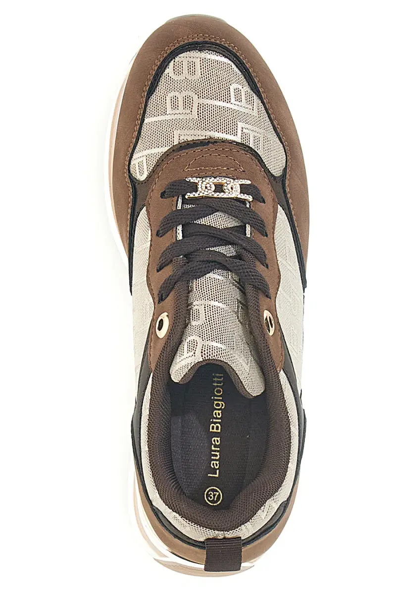 Sneakers marroni con logo monogram Laura Biagiotti 9241 [MARRONE] miniatura 3