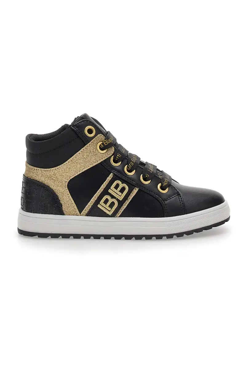 Sneakers Mid-Cut Nere e Oro Laura Biagiotti 87069387 [NERO