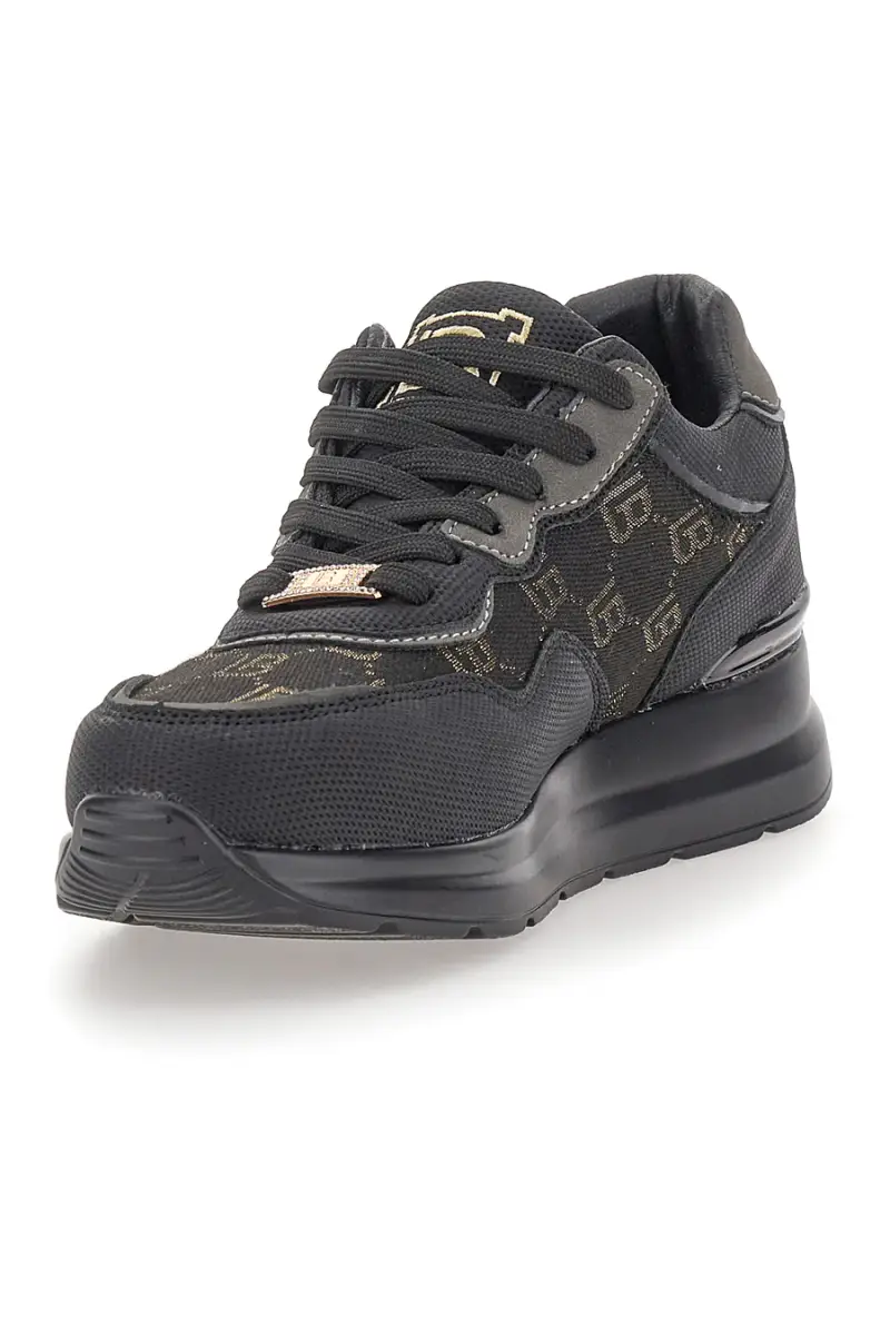 Sneakers nere con logo a contrasto Laura Biagiotti 8706 [NERO] miniatura 3