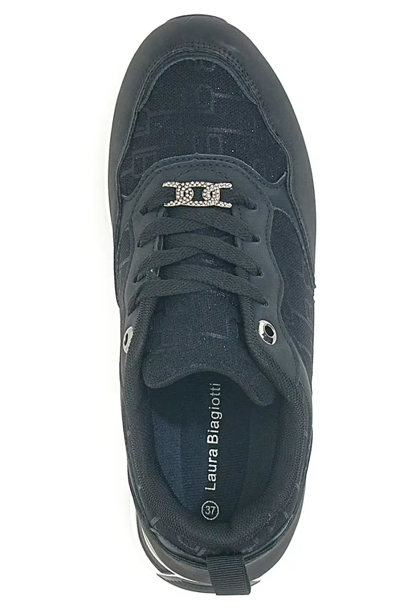Sneakers nere con logo monogram Laura Biagiotti 9241 [NERO] miniatura 3