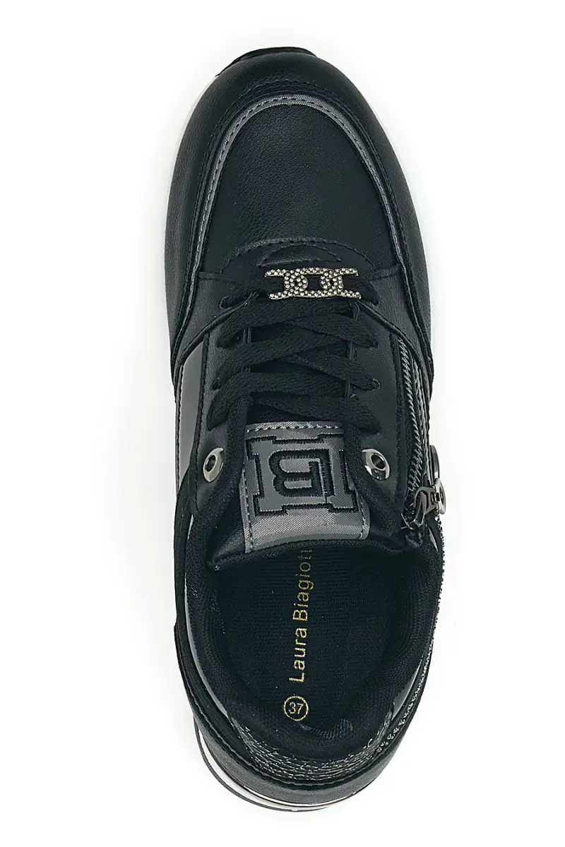 Sneakers nere con zeppa e dettagli oro Laura biagiotti 9250 [NERO] miniatura 3