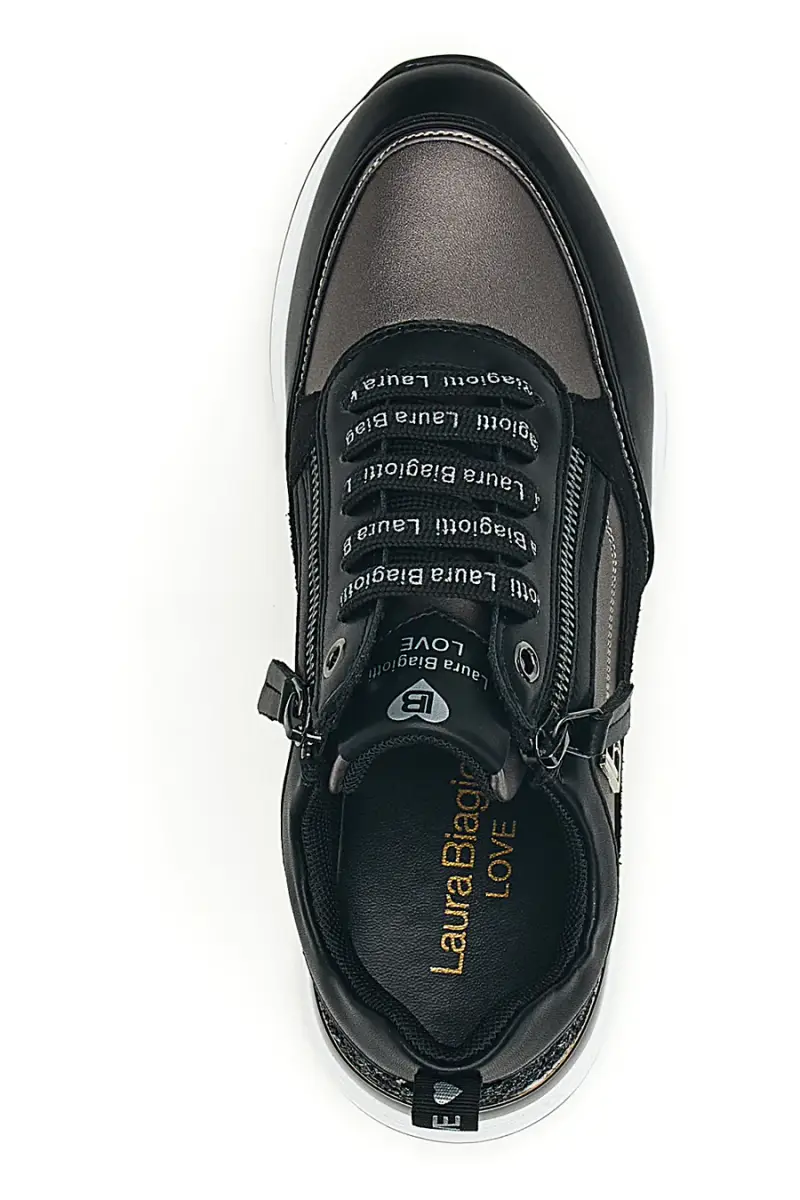 Sneakers nere con zip e dettagli glitter Laura Biagiotti L97619516 [NERO] miniatura 3