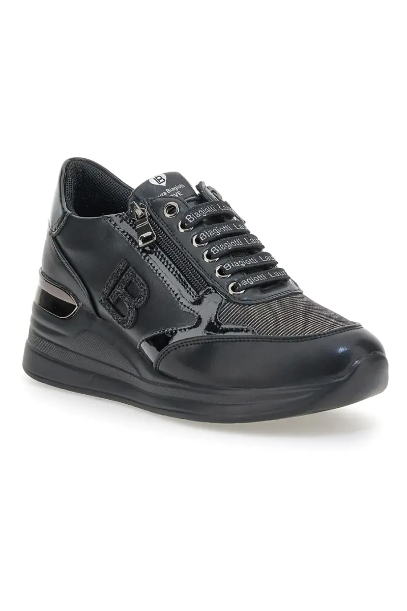 Sneakers nere con zip laterale e inserti lucidi Laura Biagiotti L97609514 [NERO] miniatura 2