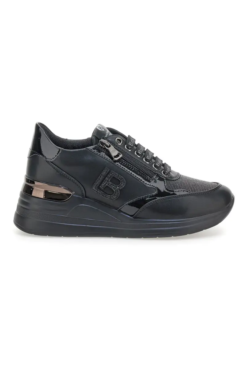 Sneakers nere con zip laterale e inserti lucidi Laura Biagiotti L97609514 [NERO]