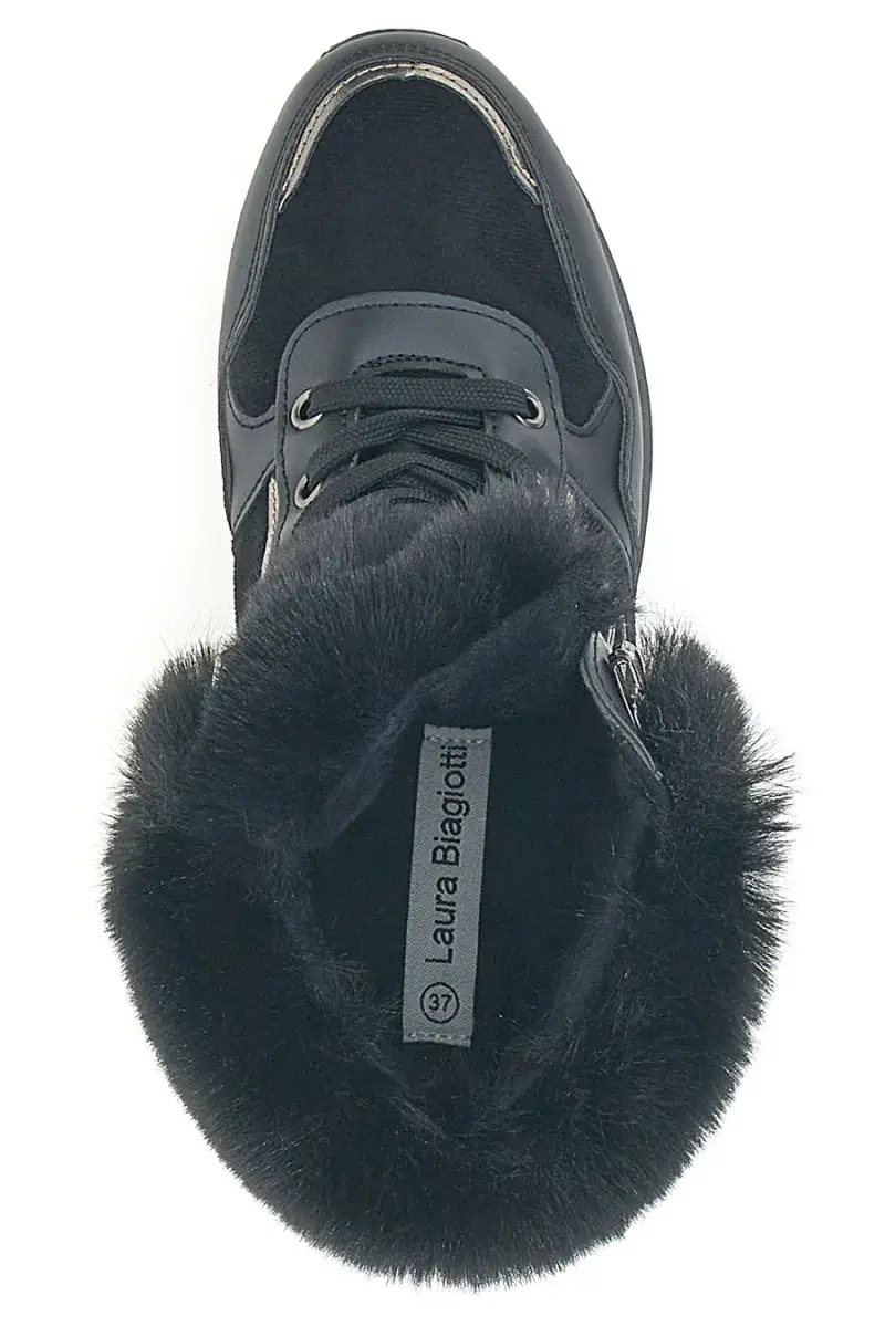 Sneakers nere imbottite con pelliccia sintetica Laura Biagiotti 9257 [NERO] miniatura 3