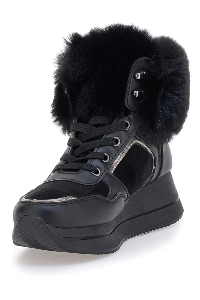 Sneakers nere imbottite con pelliccia sintetica Laura Biagiotti 9257 [NERO] miniatura 4