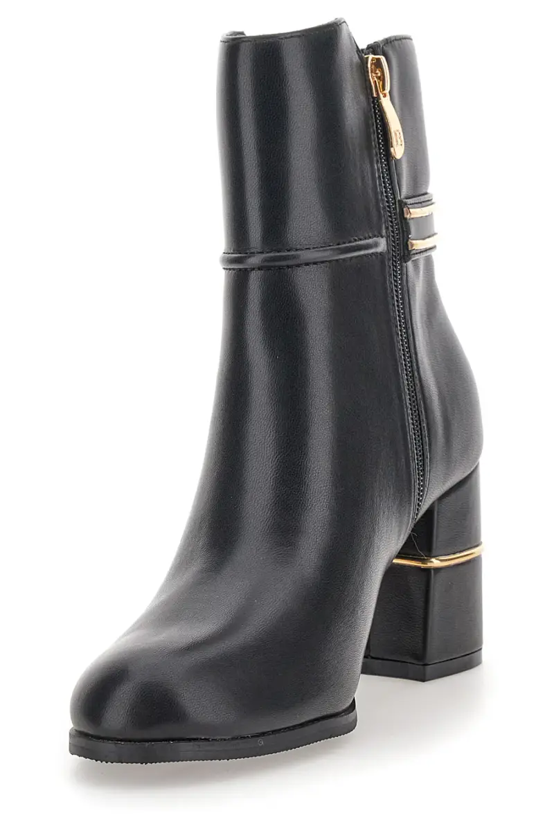 Stivaletti neri con tacco squadrato e dettagli dorati Laura Biagiotti 9372M [NERO] miniatura 3